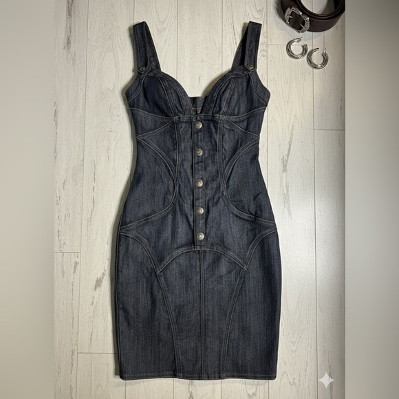 Rock & Republic Dresses & Skirts - Rock & Republic Dark Denim Corset Dress Size 0 Y2K Bustier Rockabilly Edgy